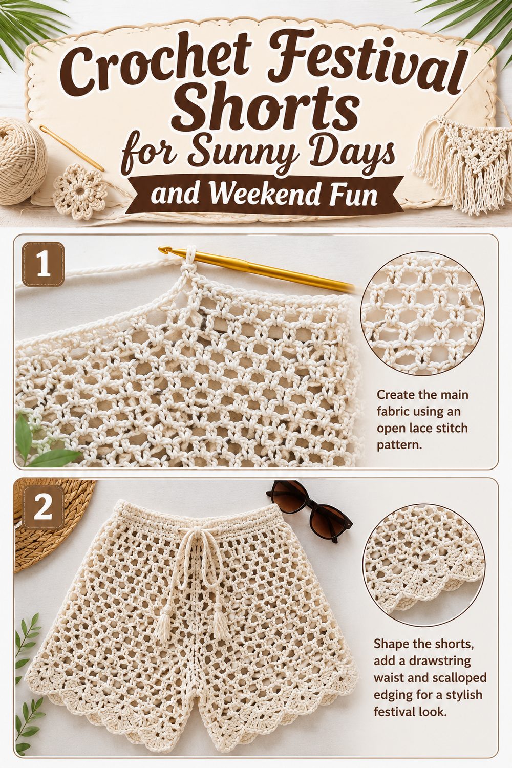 Crochet Festival Shorts for Sunny Days and Weekend Fun