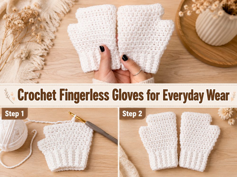 Crochet Fingerless Gloves for Everyday Wear z