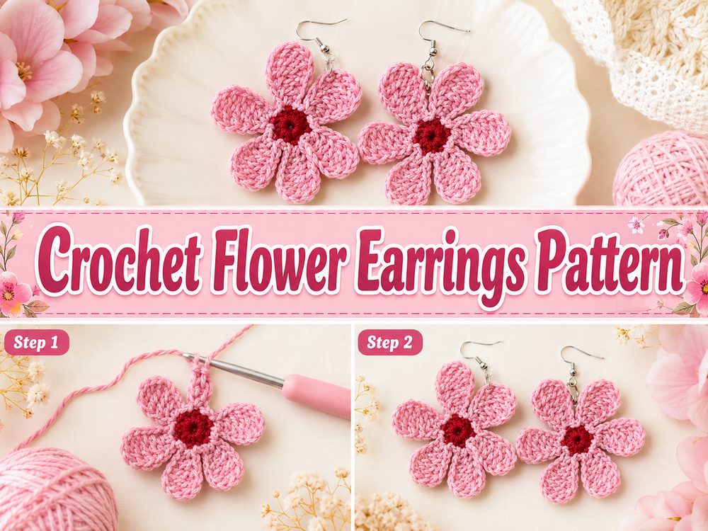 Crochet Flower Earrings Pattern z