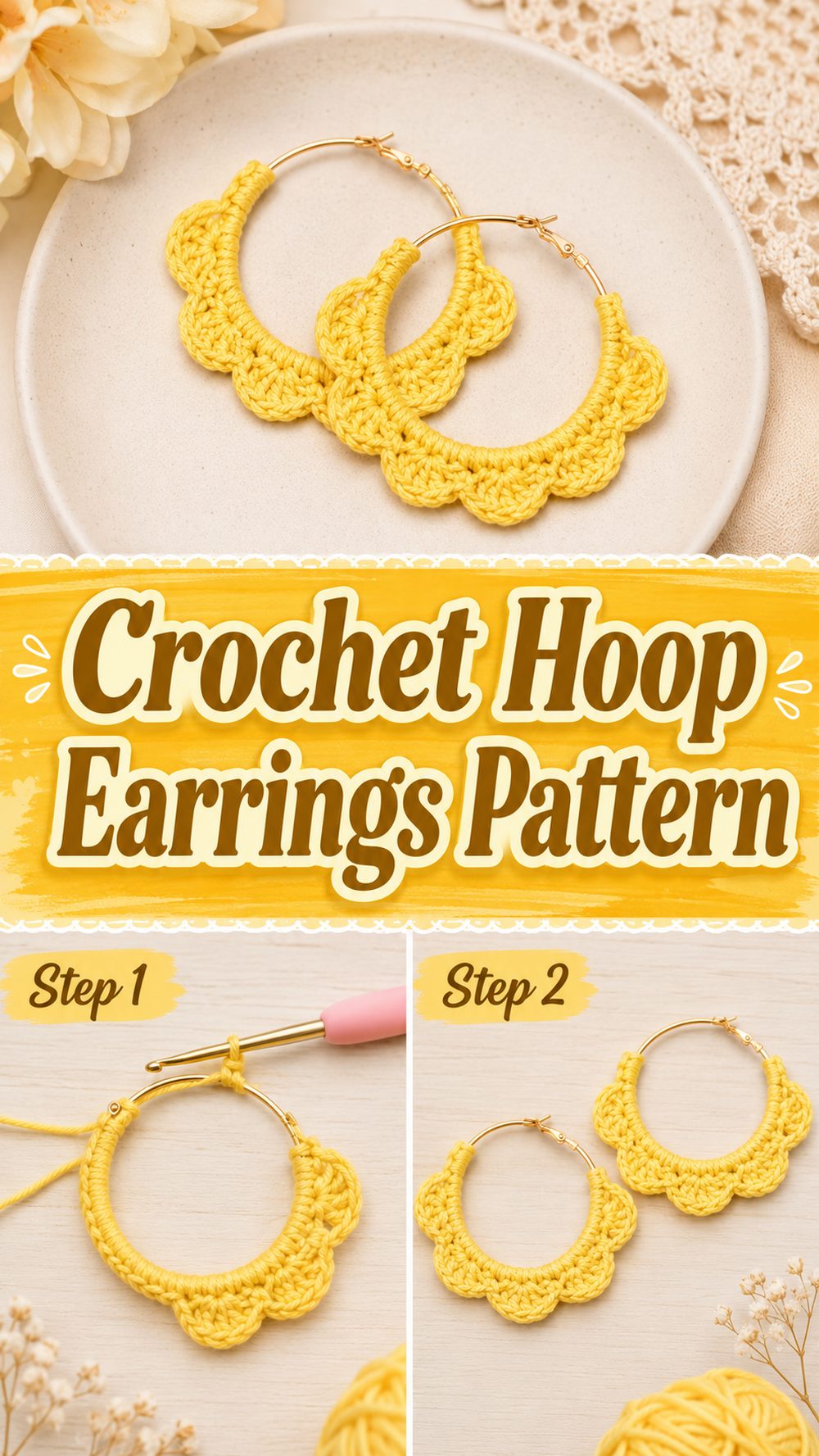 Crochet Hoop Earrings Pattern