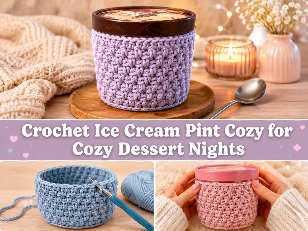 Crochet Ice Cream Pint Cozy for Cozy Dessert Nights x