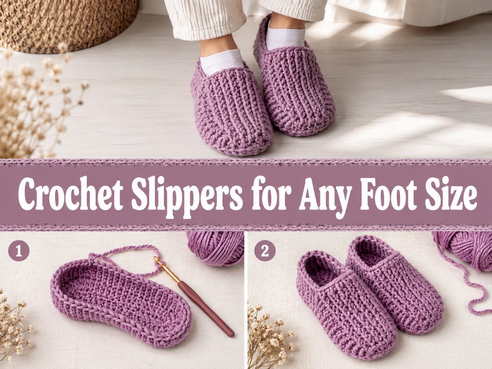 Crochet Slippers for Any Foot Sizez