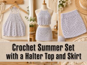 Crochet Summer Set with a Halter Top and Skirt a