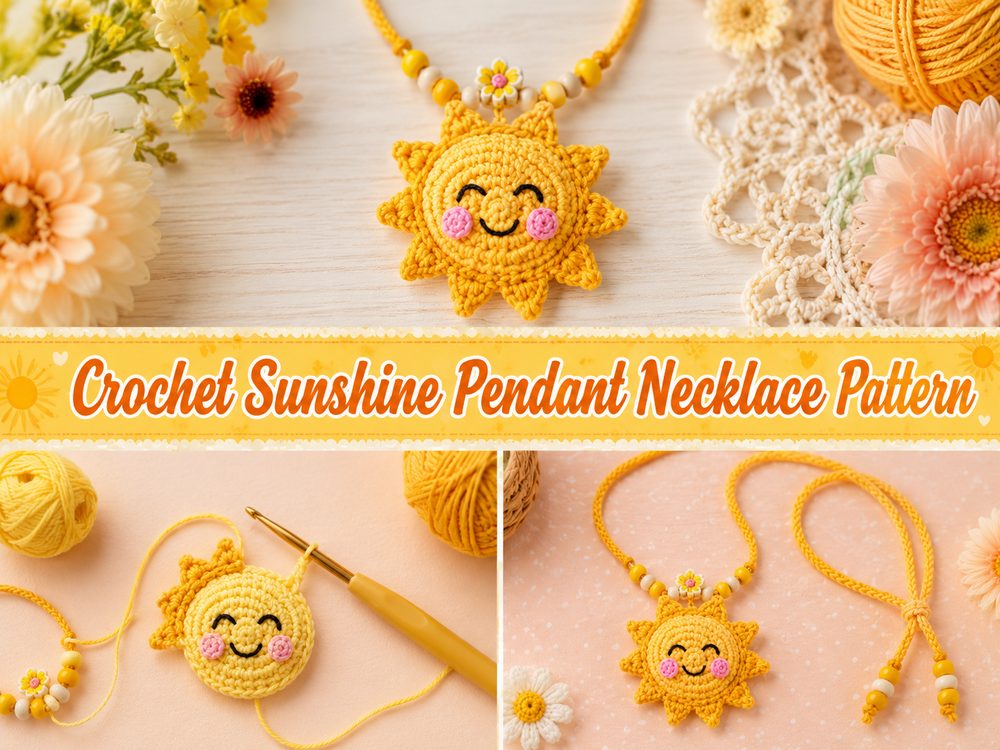 Crochet Sunshine Pendant Necklace Pattern za