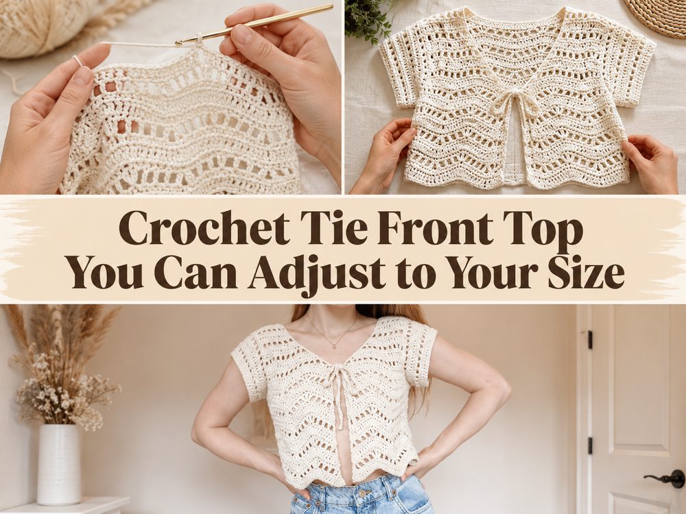 Crochet Tie Front Top You Can Adjust to Your Size x