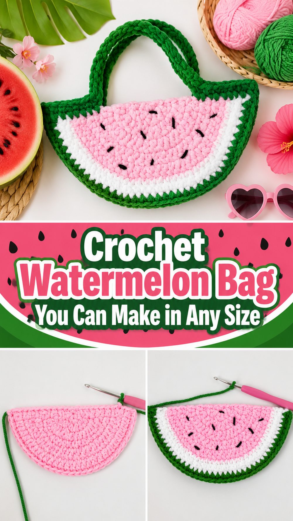 Crochet Watermelon Bag You Can Make in Any Size