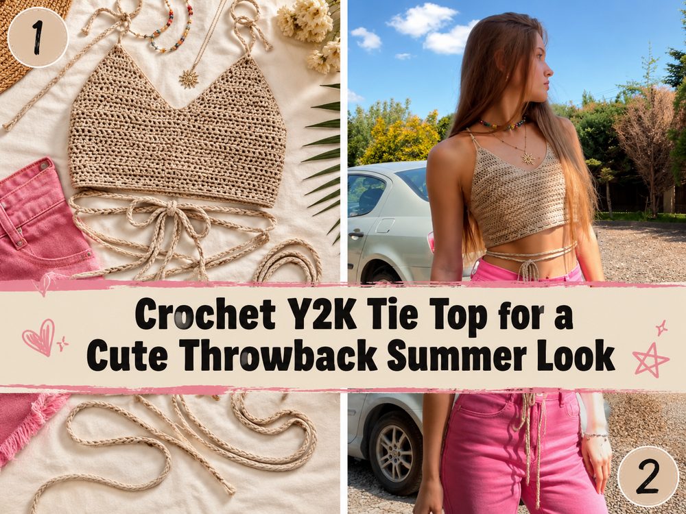Crochet Y2K Tie Top for a Cute Throwback Summer Look s