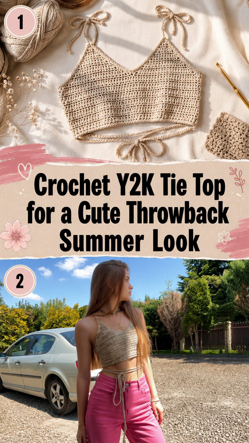 Crochet Y2K Tie Top for a Cute Throwback Summer Look