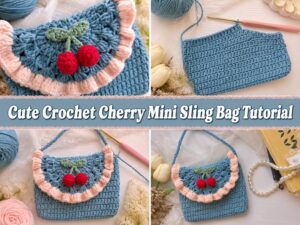 Cute Crochet Cherry Mini Sling Bag Tutorial sz