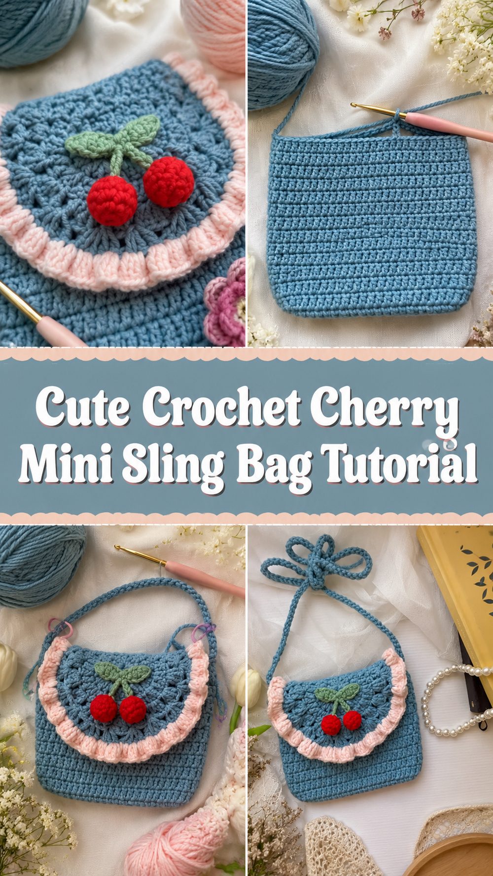 Cute Crochet Cherry Mini Sling Bag Tutorial