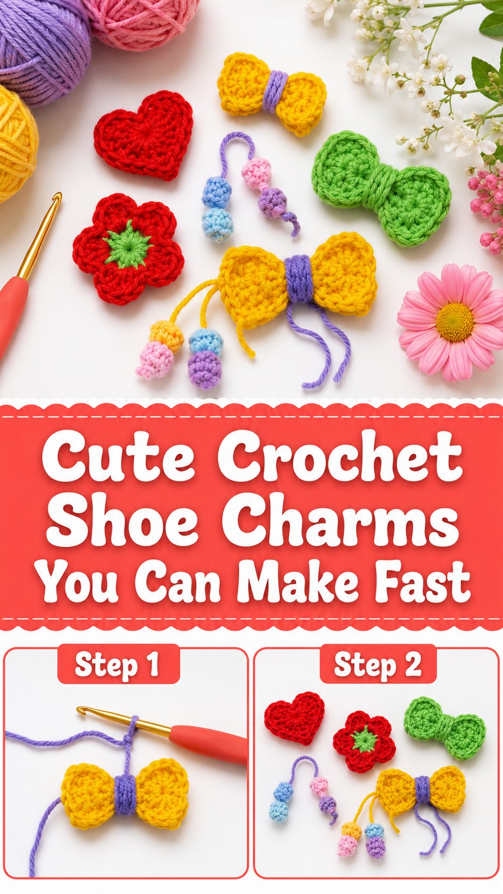 Cute Crochet Shoe Charms You Can Make Fast