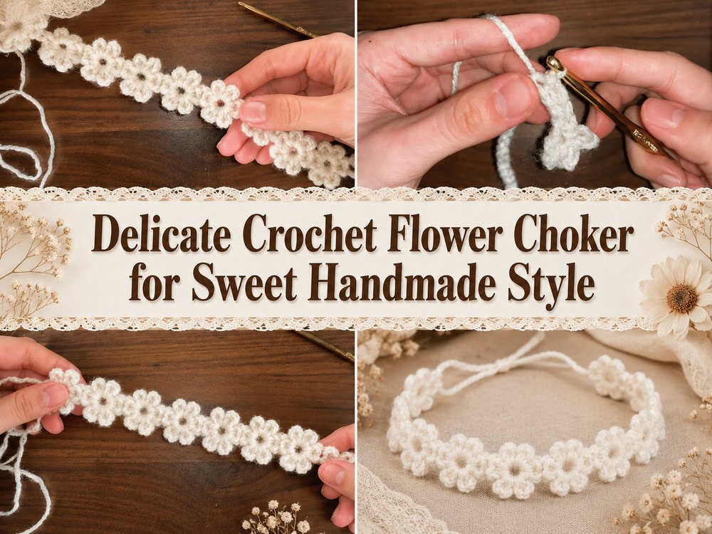 Delicate Crochet Flower Choker for Sweet Handmade Style1