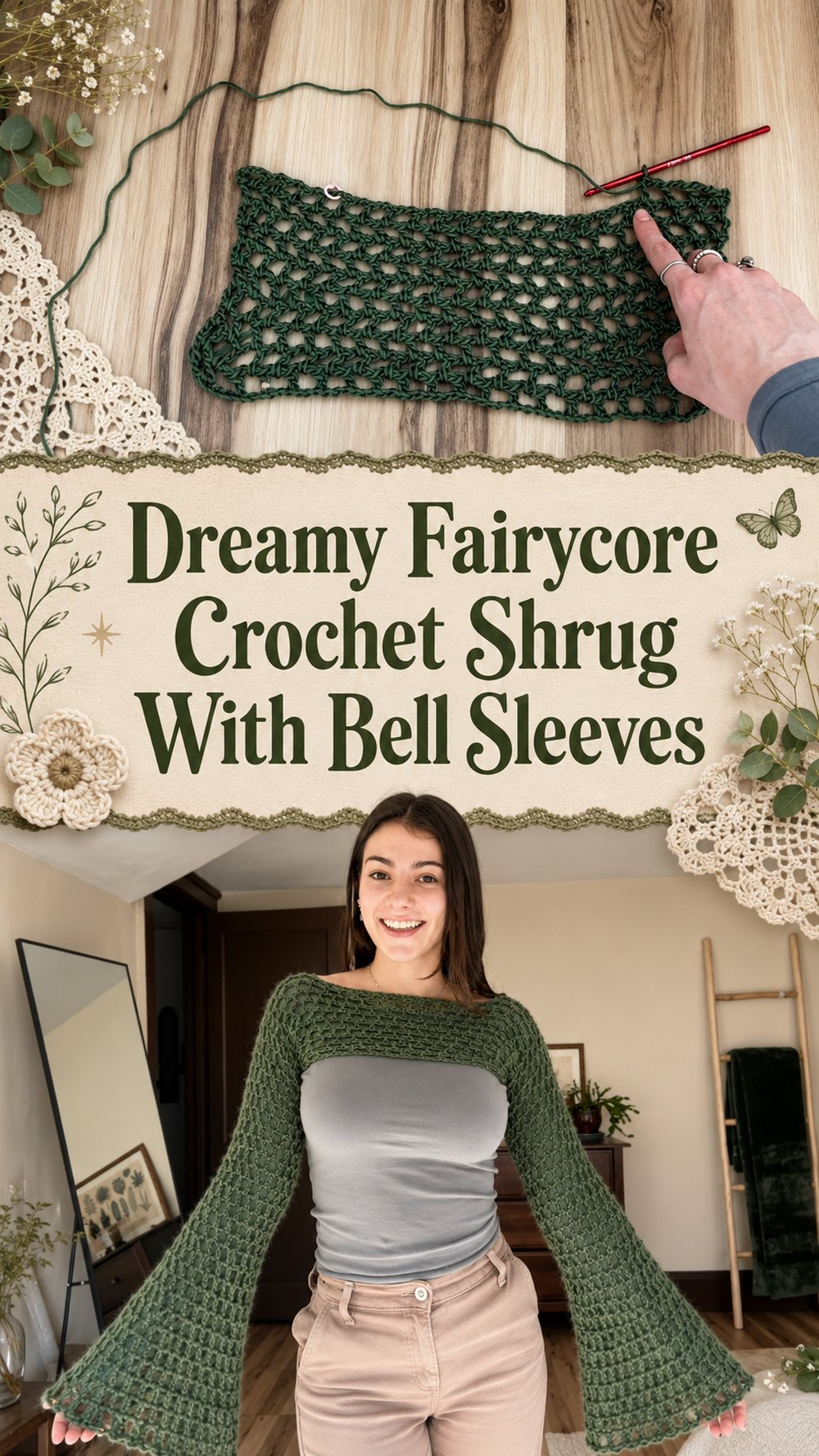 Dreamy Fairycore Crochet Shrug With Bell Sleeves