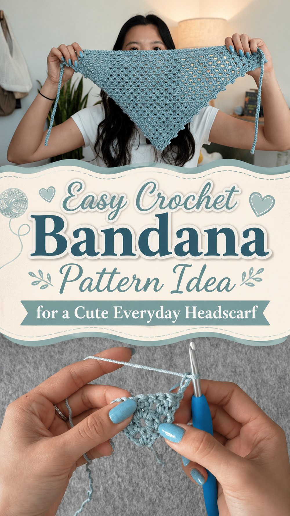 Easy Crochet Bandana Pattern Idea for a Cute Everyday Headscarf