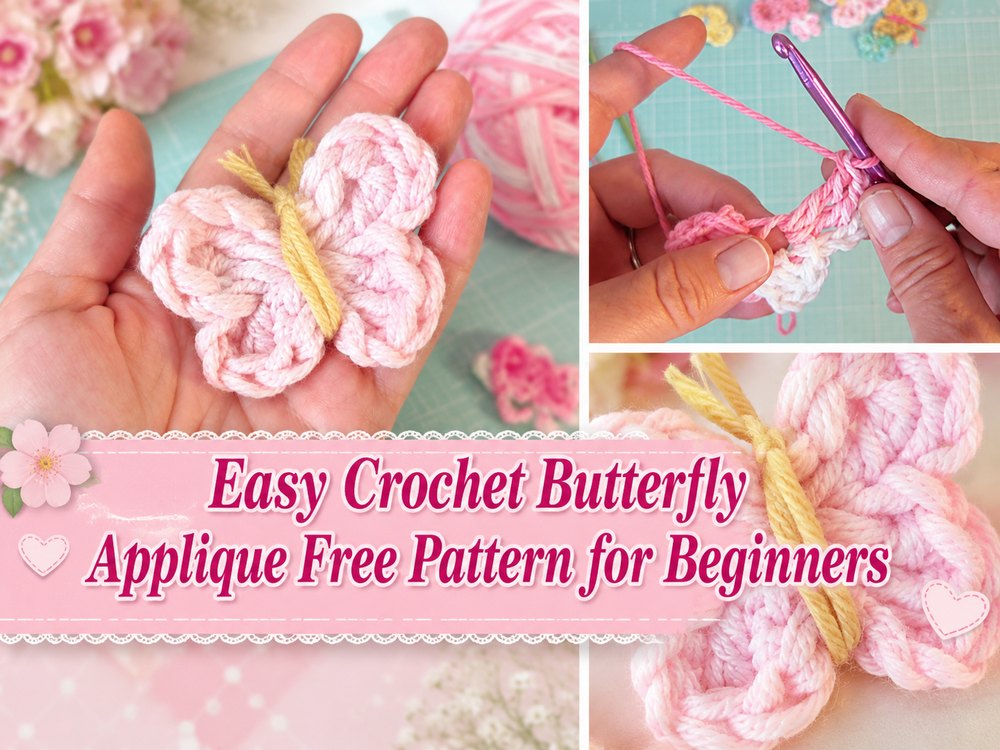 Easy Crochet Butterfly Applique Free Pattern for Beginners1