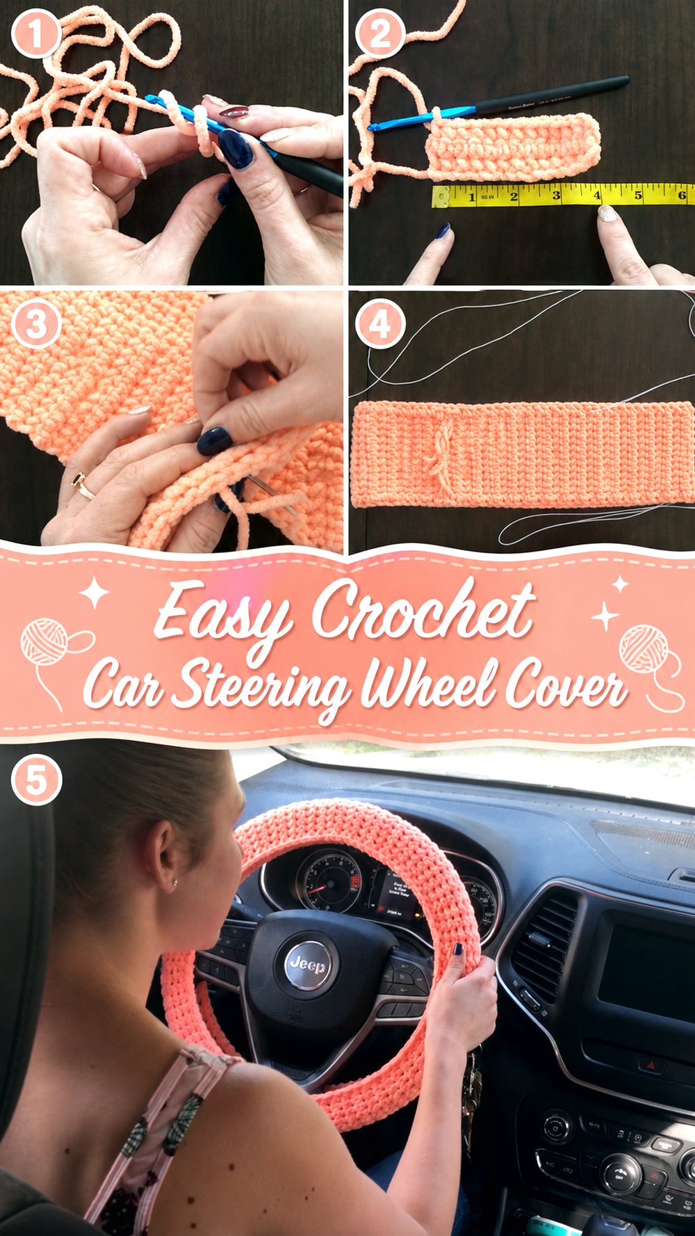 Easy Crochet Car Steering Wheel Cover