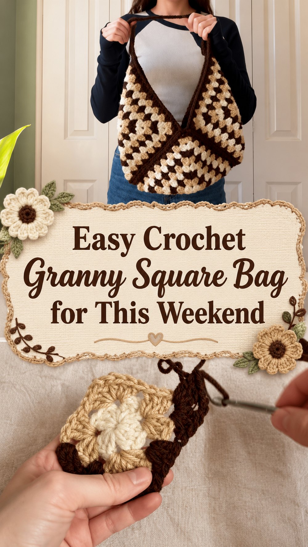 Easy Crochet Granny Square Bag for This Weekend