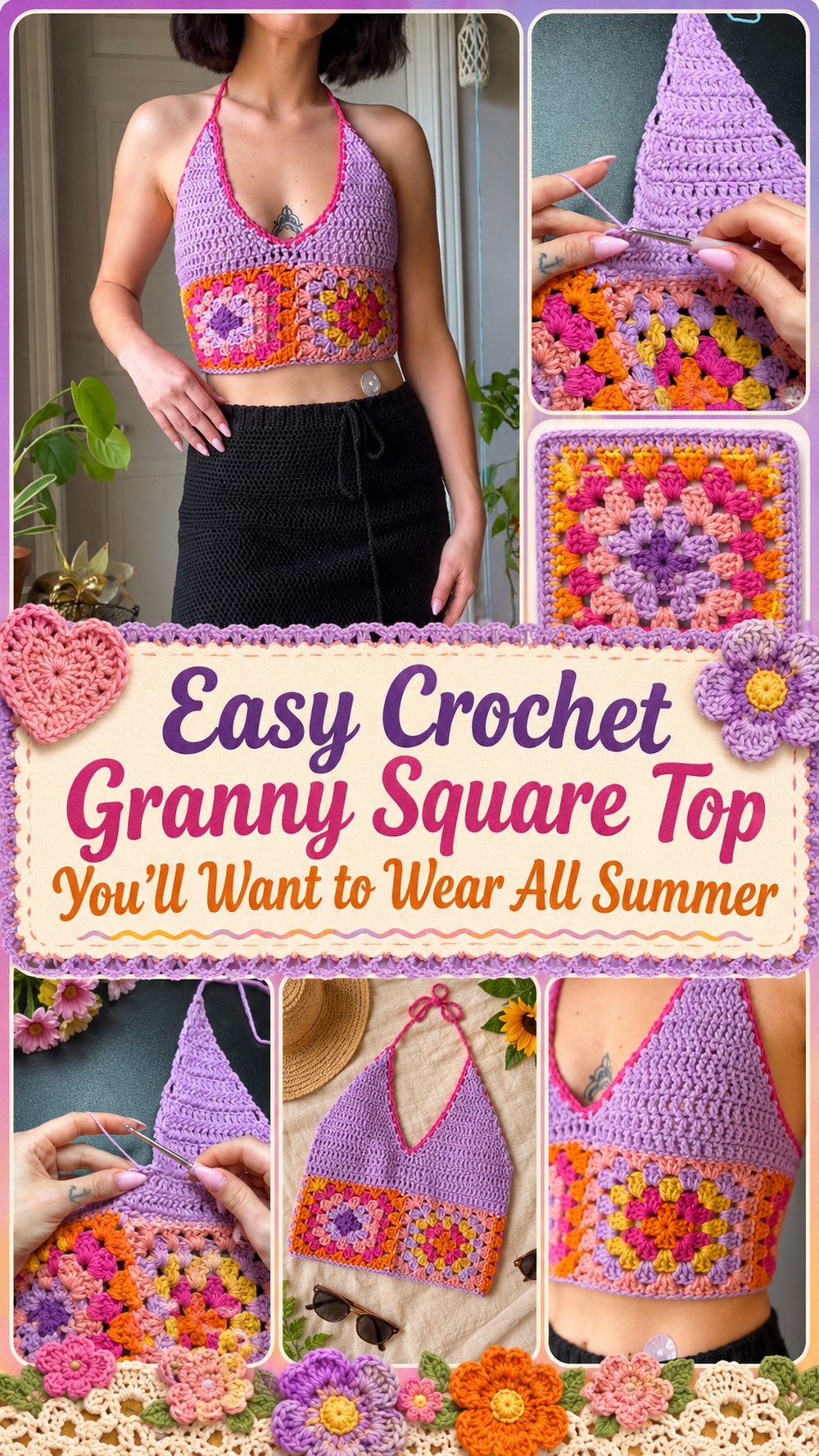 Easy Crochet Granny Square Top You’ll Want to Wear All Summer