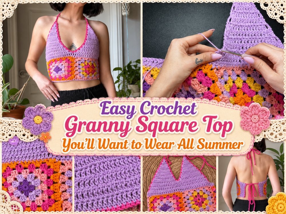 Easy Crochet Granny Square Top You’ll Want to Wear All Summer1