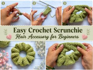 Easy Crochet Scrunchie Hair Accessory for Beginners Free Tutorial1