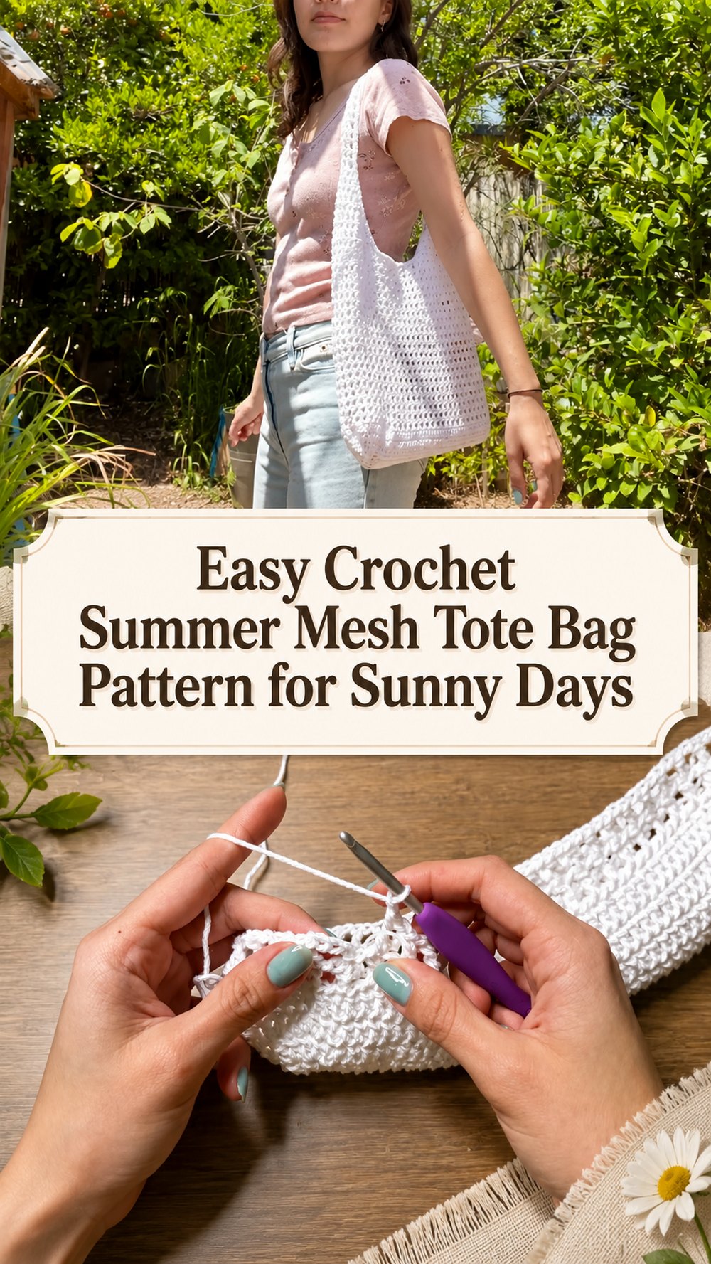 Easy Crochet Summer Mesh Tote Bag Pattern for Sunny Days