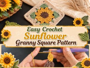 Easy Crochet Sunflower Granny Square Pattern1