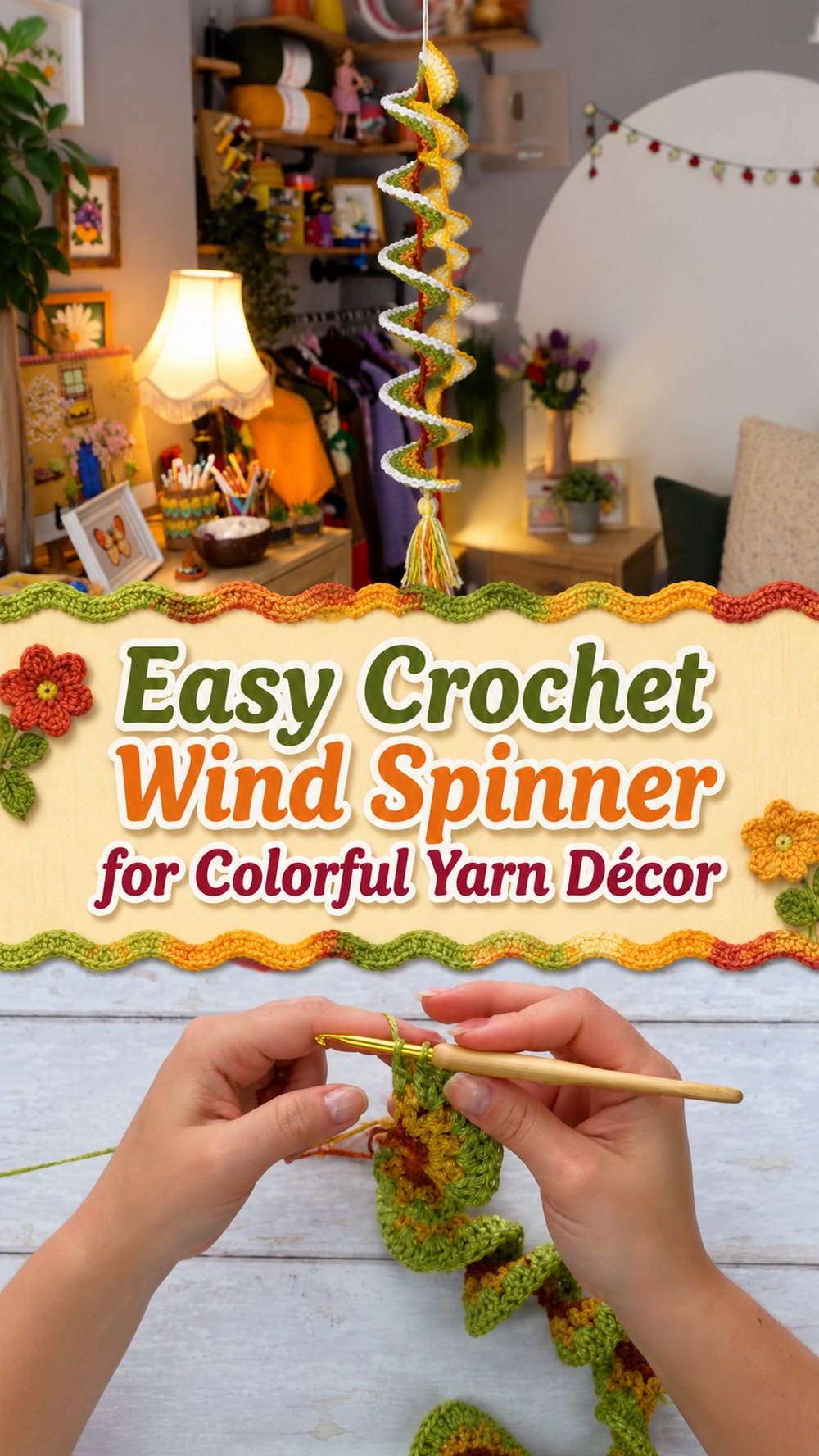 Easy Crochet Wind Spinner for Colorful Yarn Décor