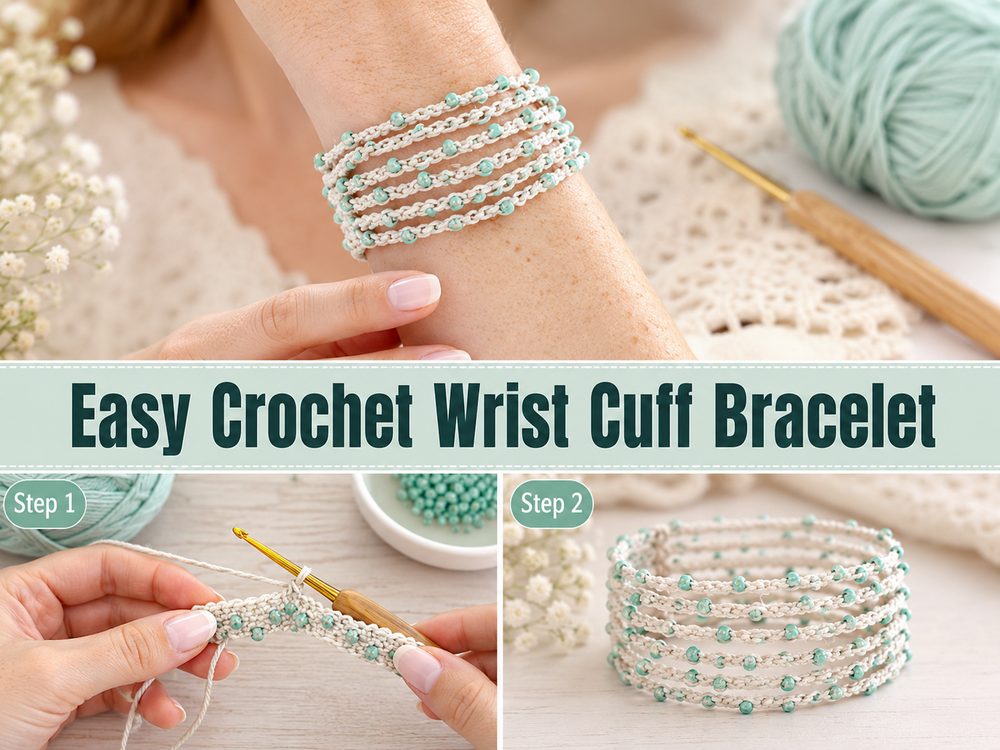 Easy Crochet Wrist Cuff Bracelet x