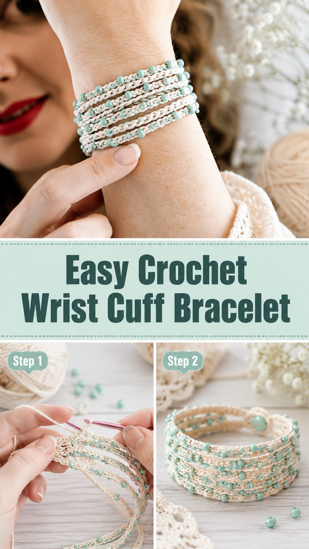 Easy Crochet Wrist Cuff Bracelet
