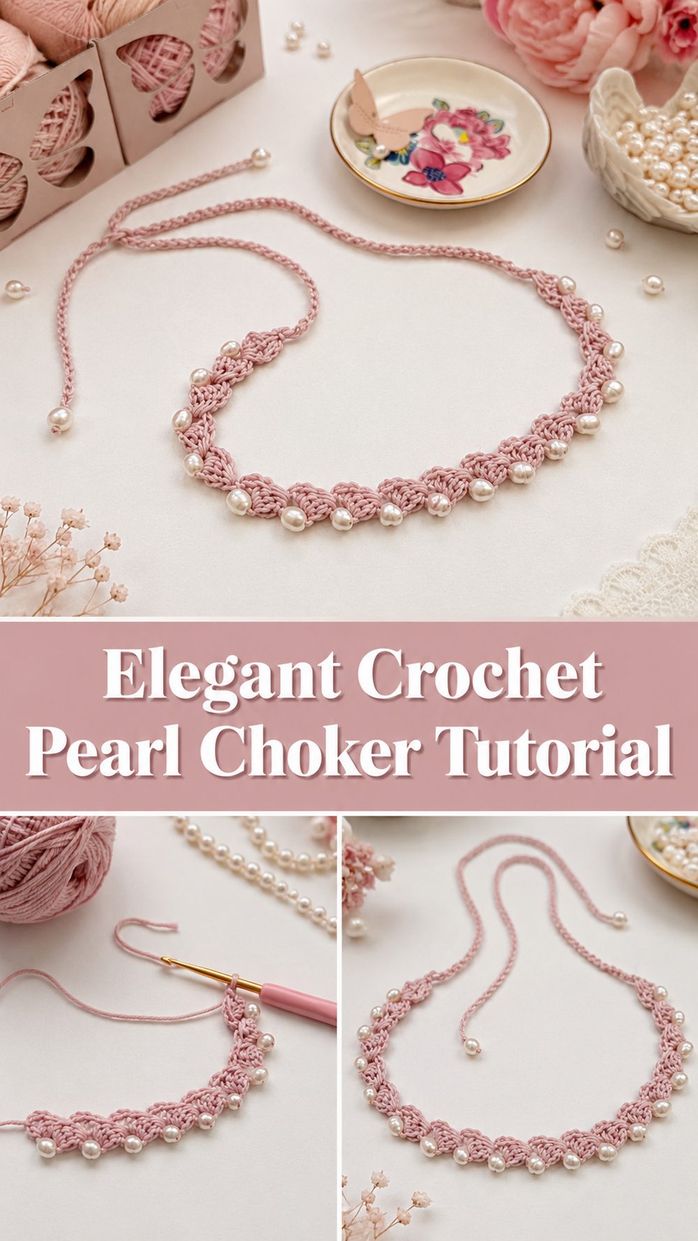 Elegant Crochet Pearl Choker Tutorial