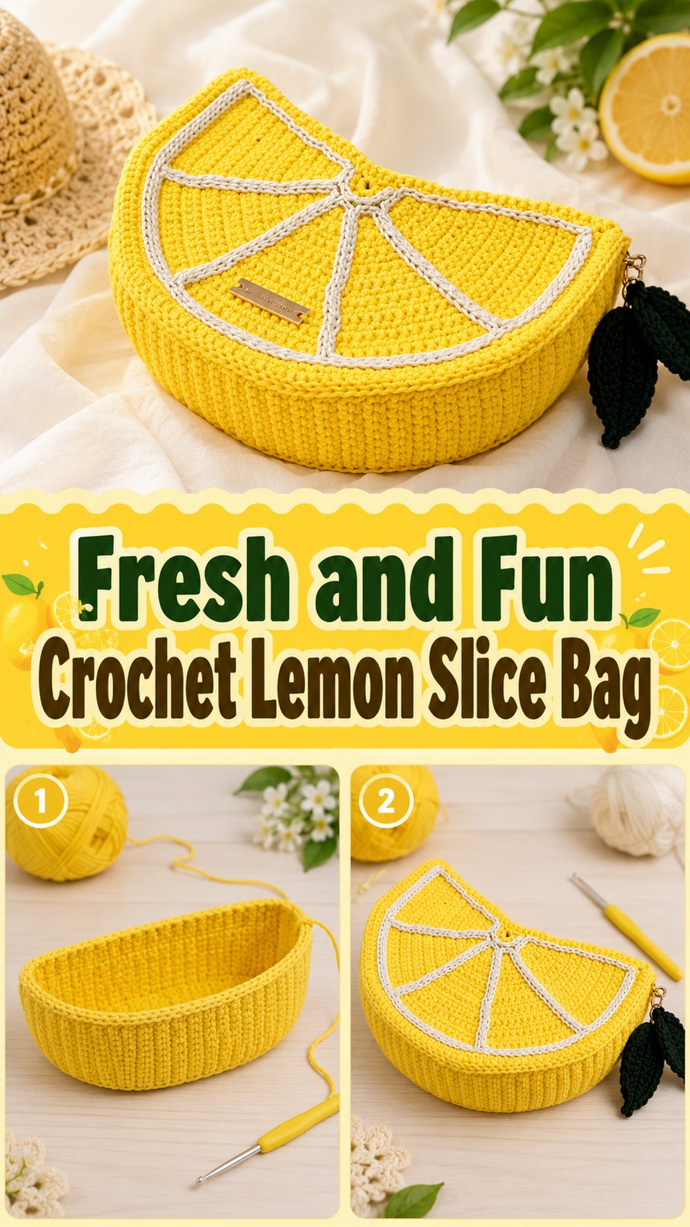 Fresh and Fun Crochet Lemon Slice Bag