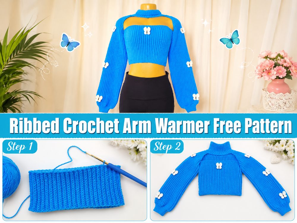 Ribbed Crochet Arm Warmer Free Pattern z