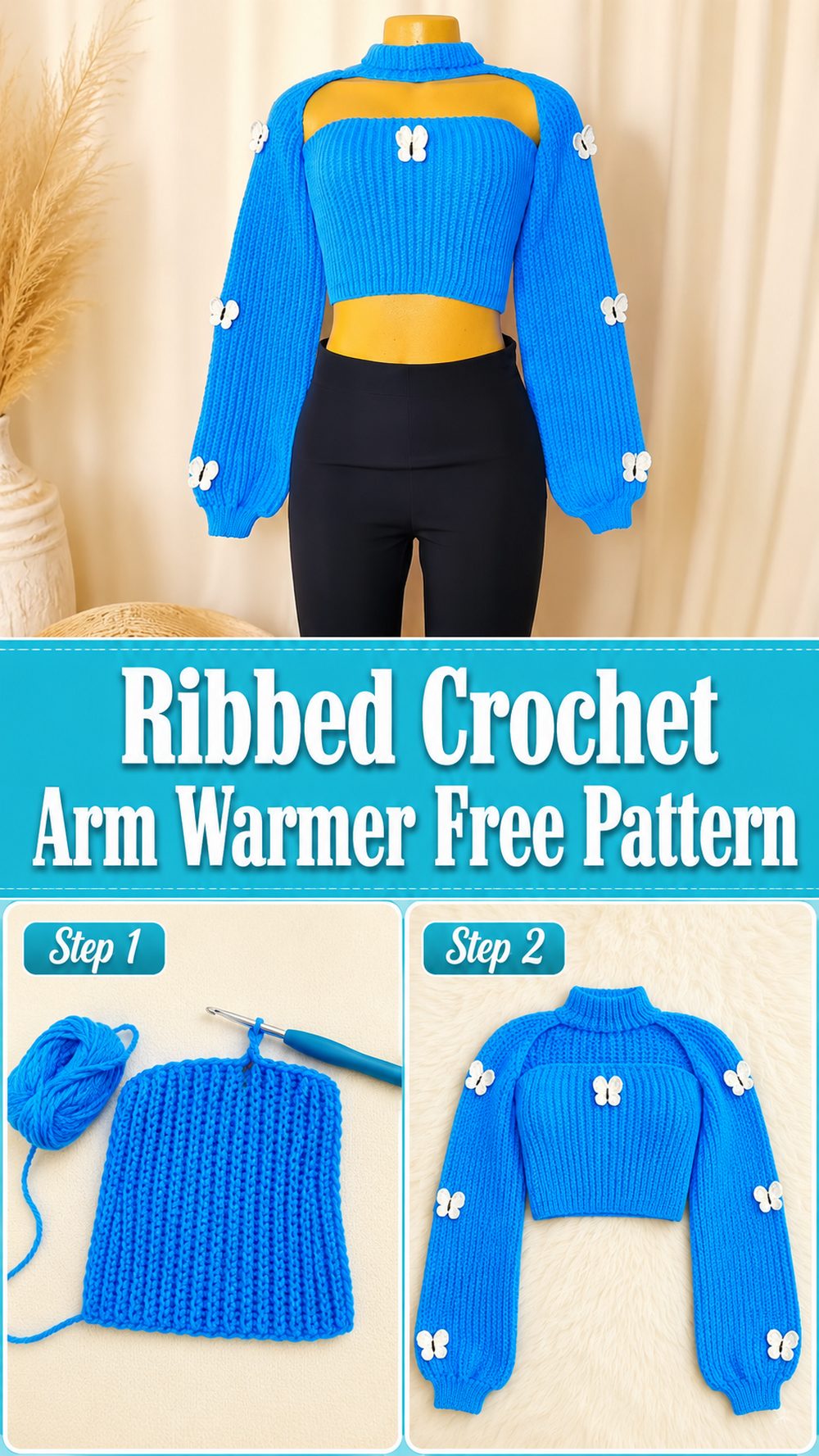 Ribbed Crochet Arm Warmer Free Pattern