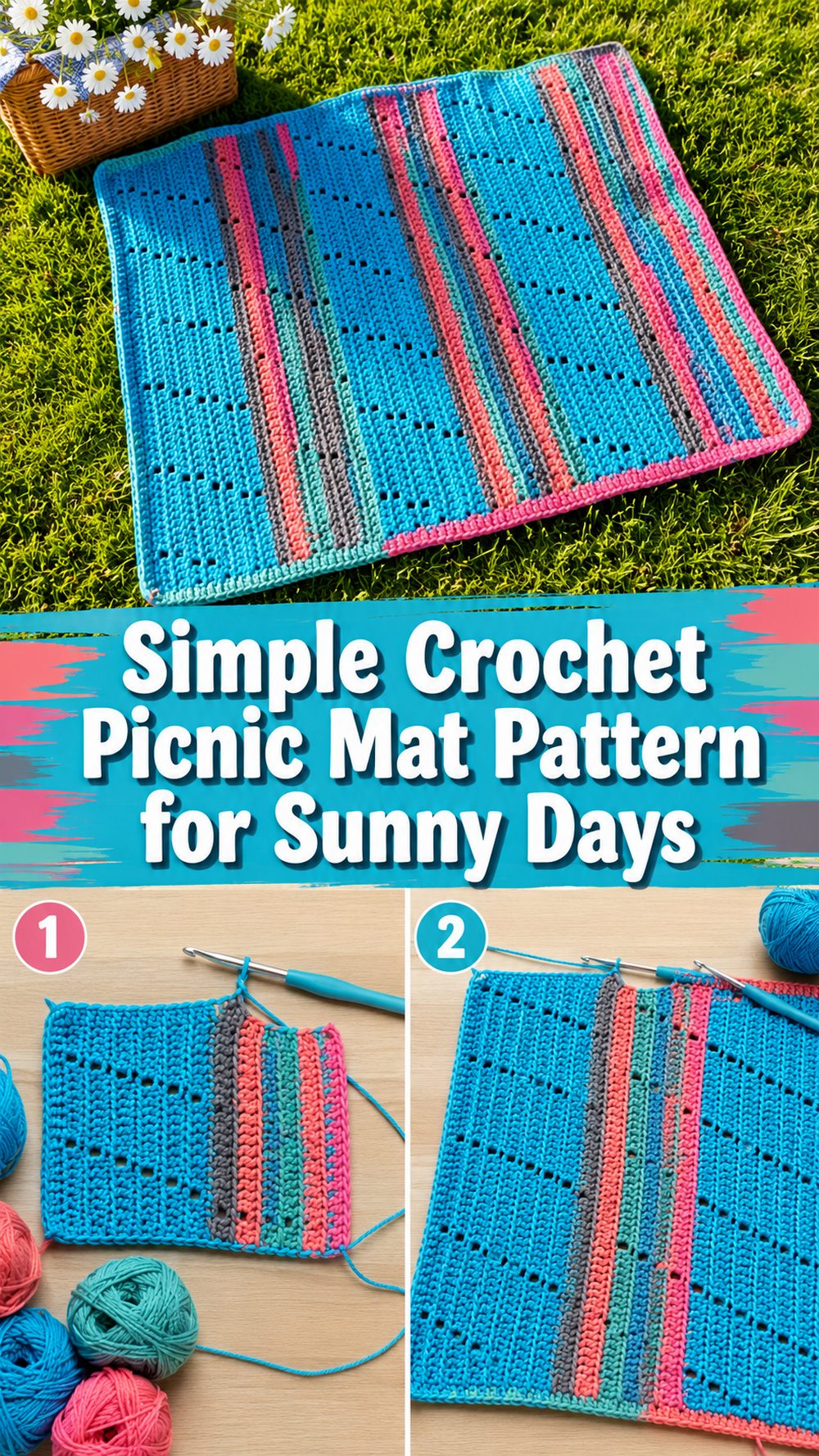Simple Crochet Picnic Mat Pattern for Sunny Days