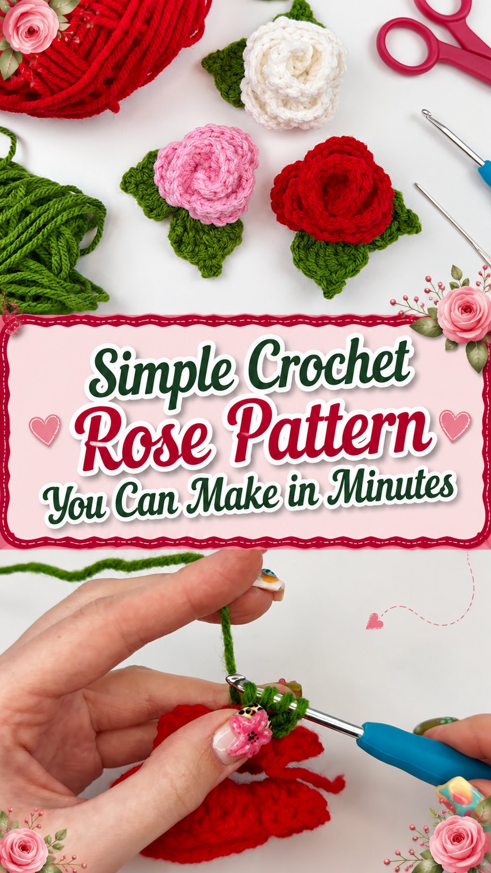 Rose Simple Pattern Simple Crochet Rose Pattern You Can Make in Minutes - Yarn Nest Studio