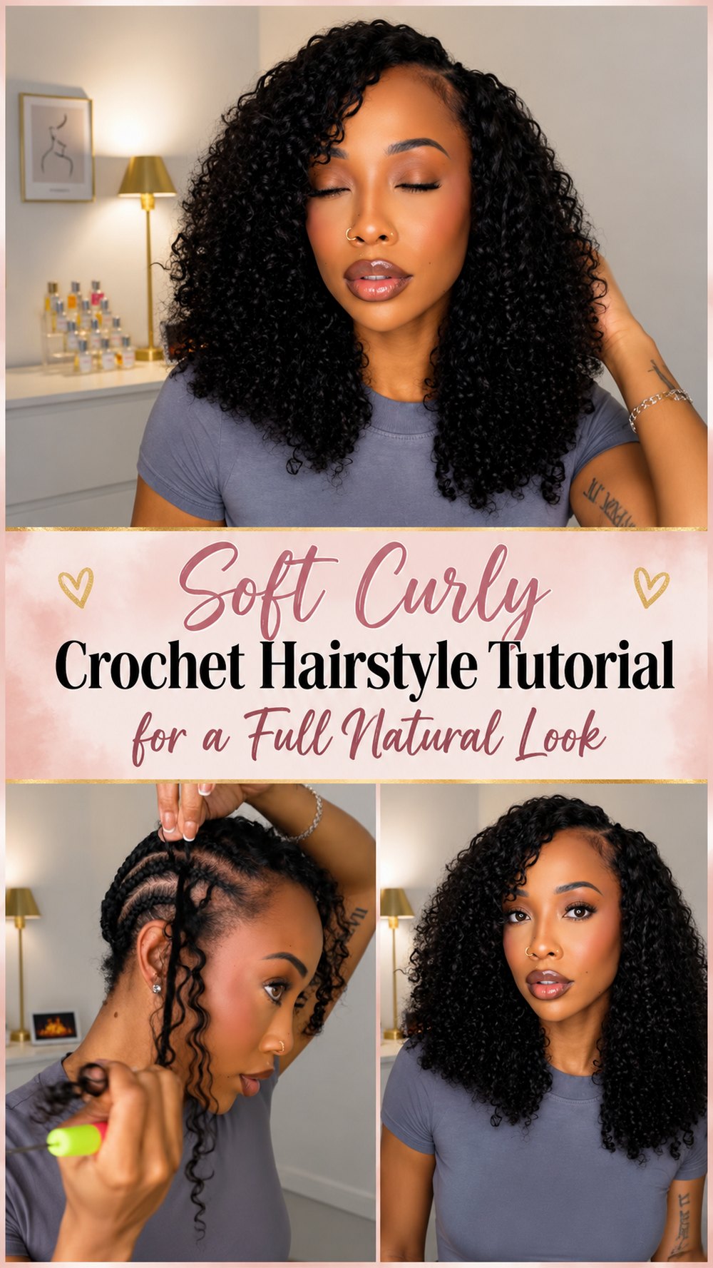 Soft Curly Crochet Hairstyle Tutorial for a Full Natural Look - Yarn ...