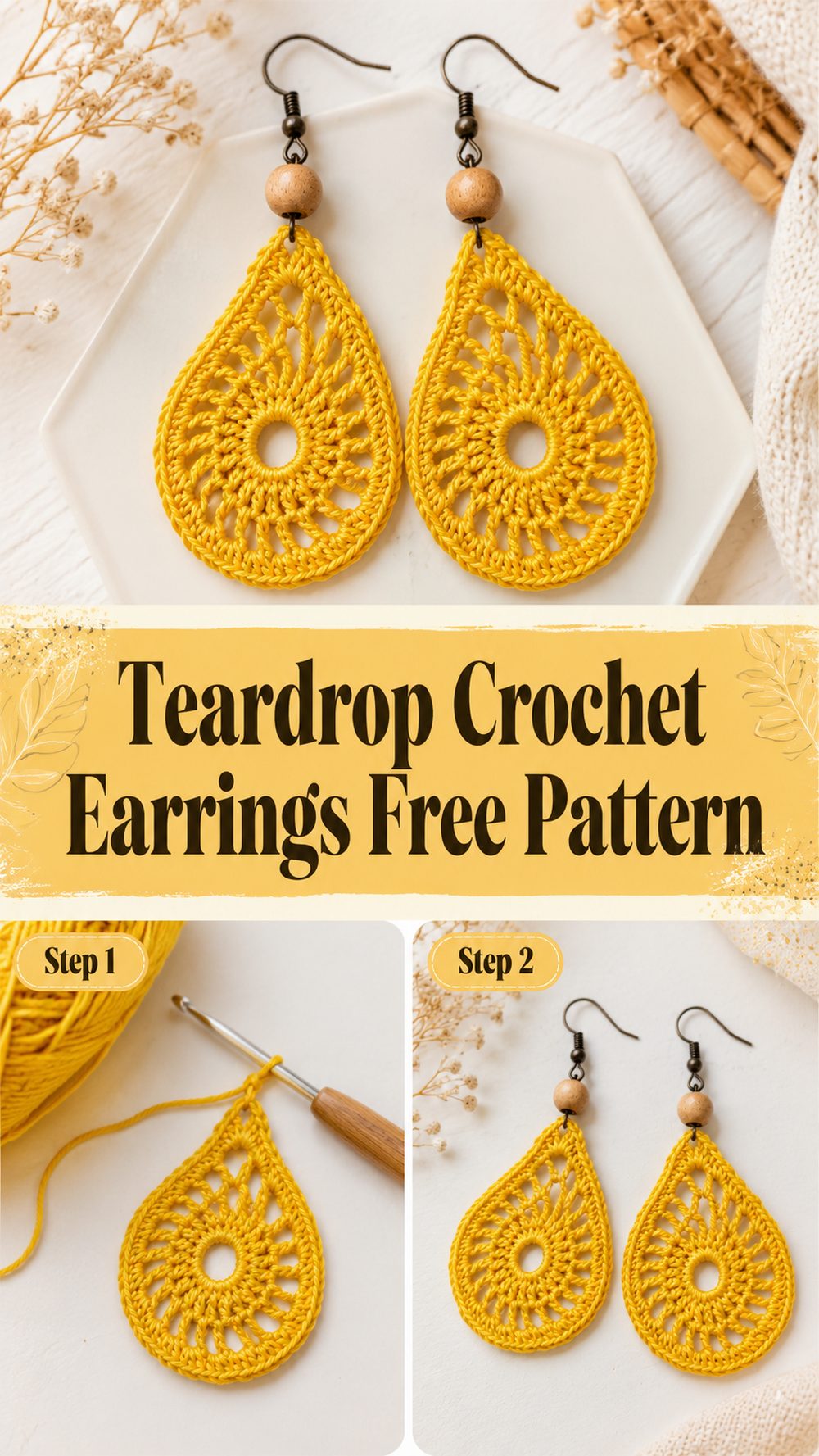 Teardrop Crochet Earrings Free Pattern