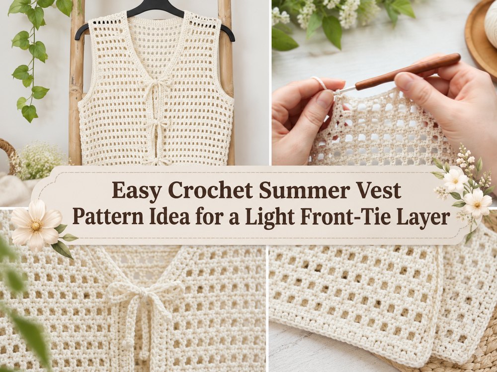 Easy Crochet Summer Vest Pattern Idea for a Light Front-Tie Layer1