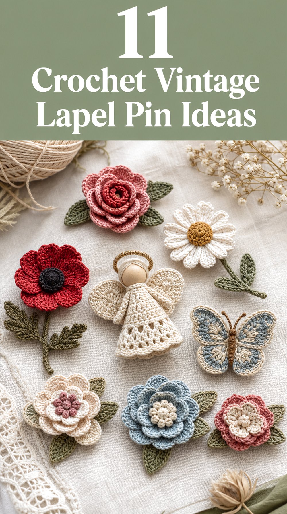 11 Crochet Vintage Lapel Pin Ideas