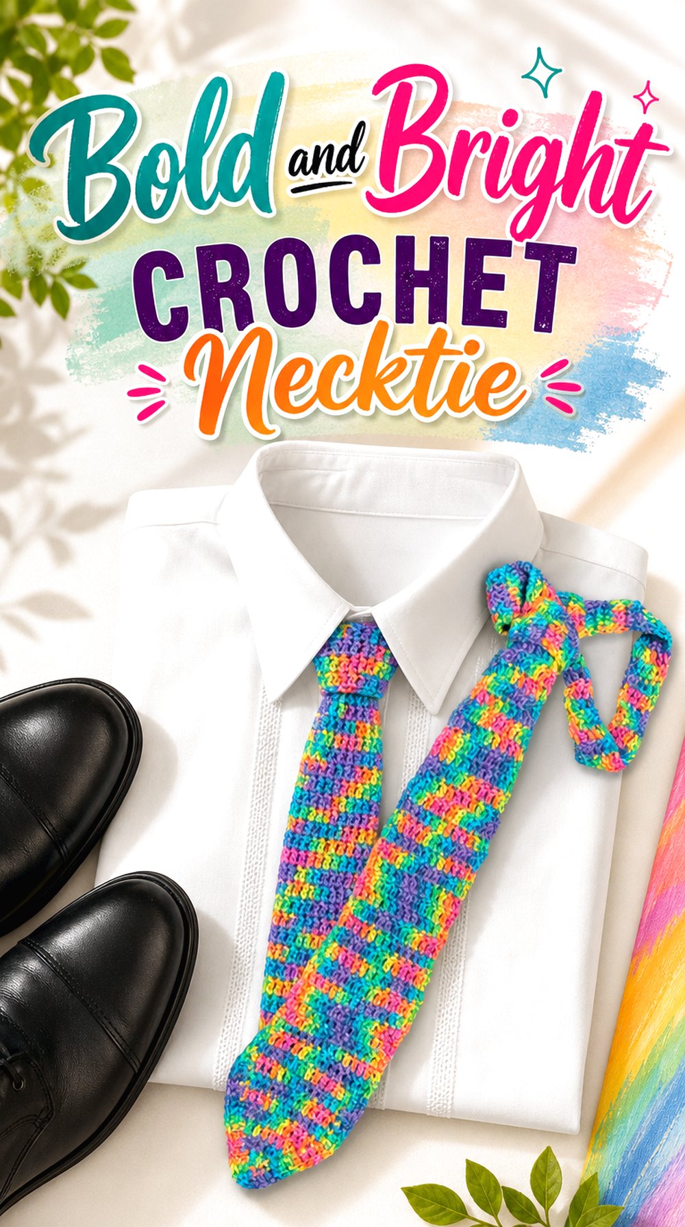 Bold and Bright Crochet Necktie