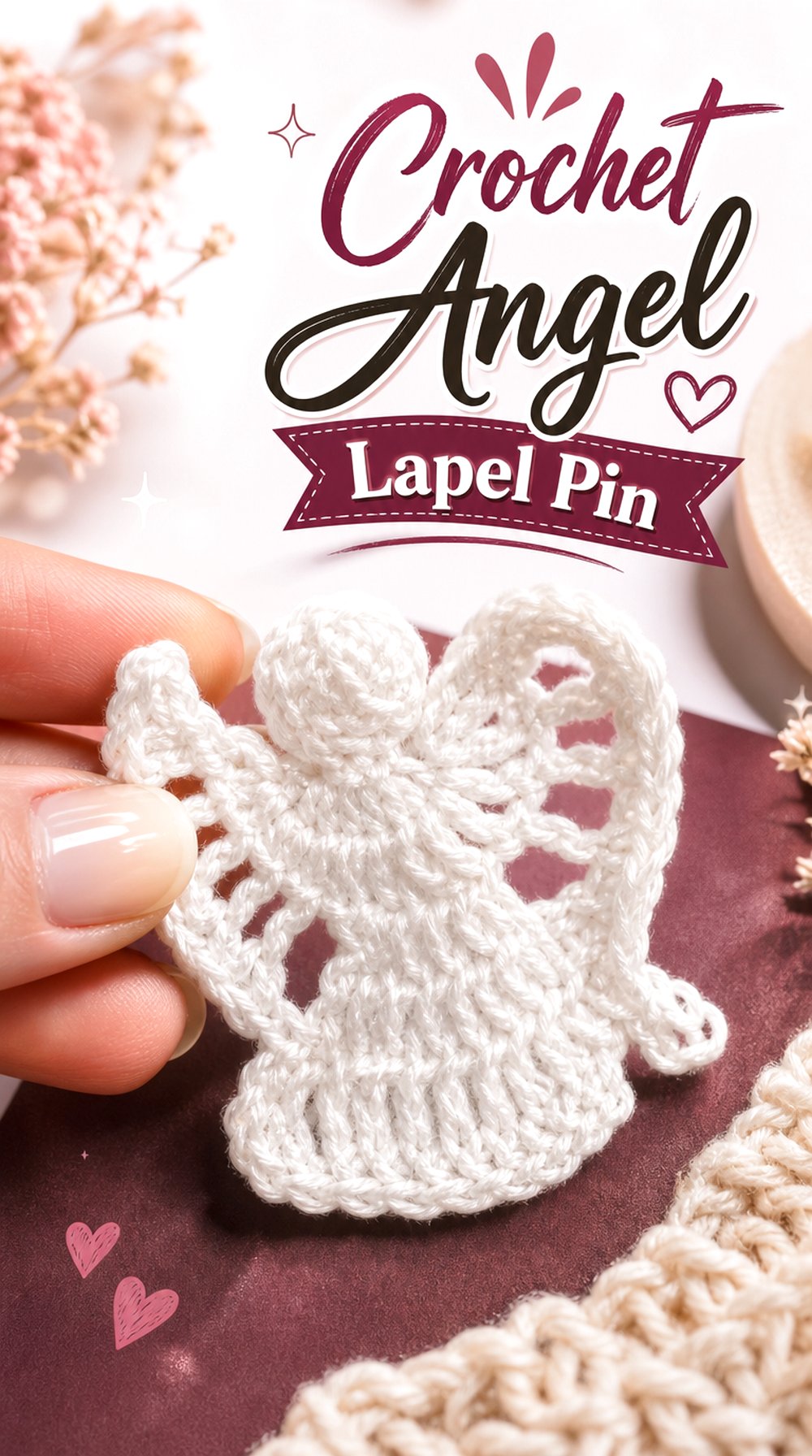 Crochet Angel Lapel Pin