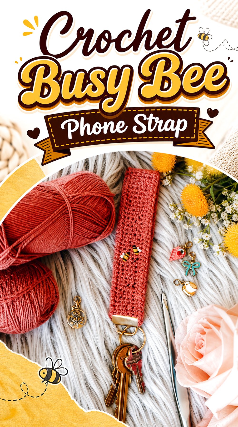 Crochet Busy Bee Phone Strap