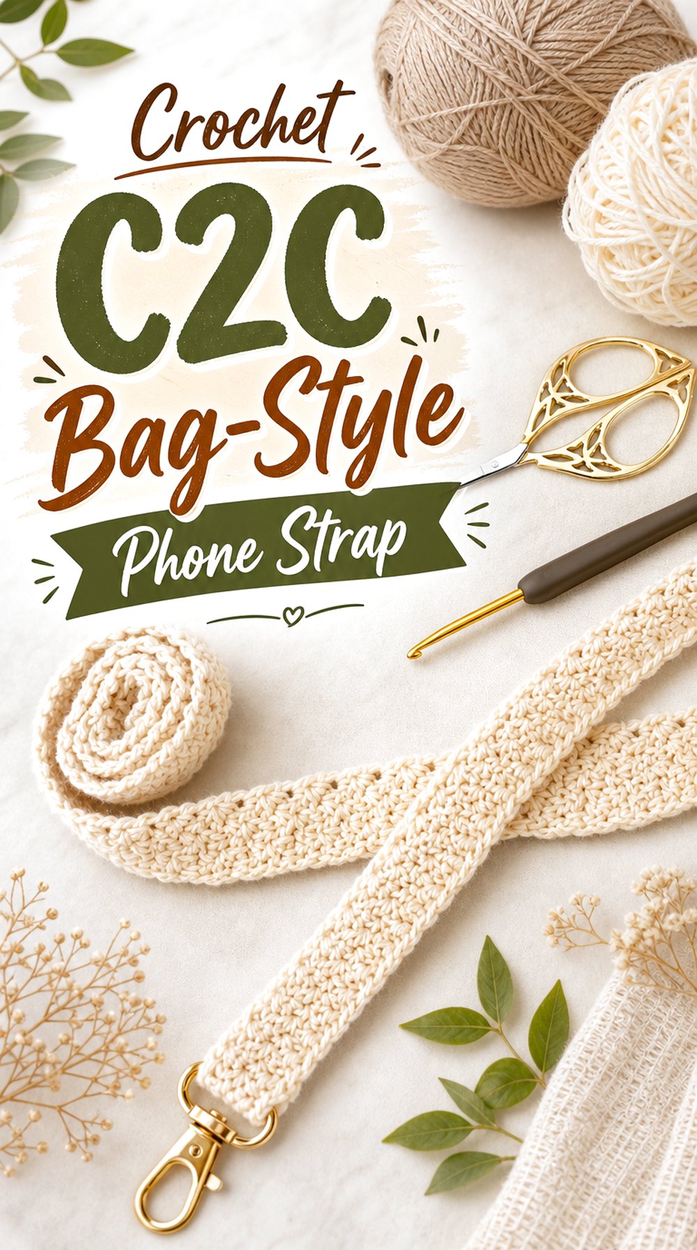 Crochet C2C Bag-Style Phone Strap