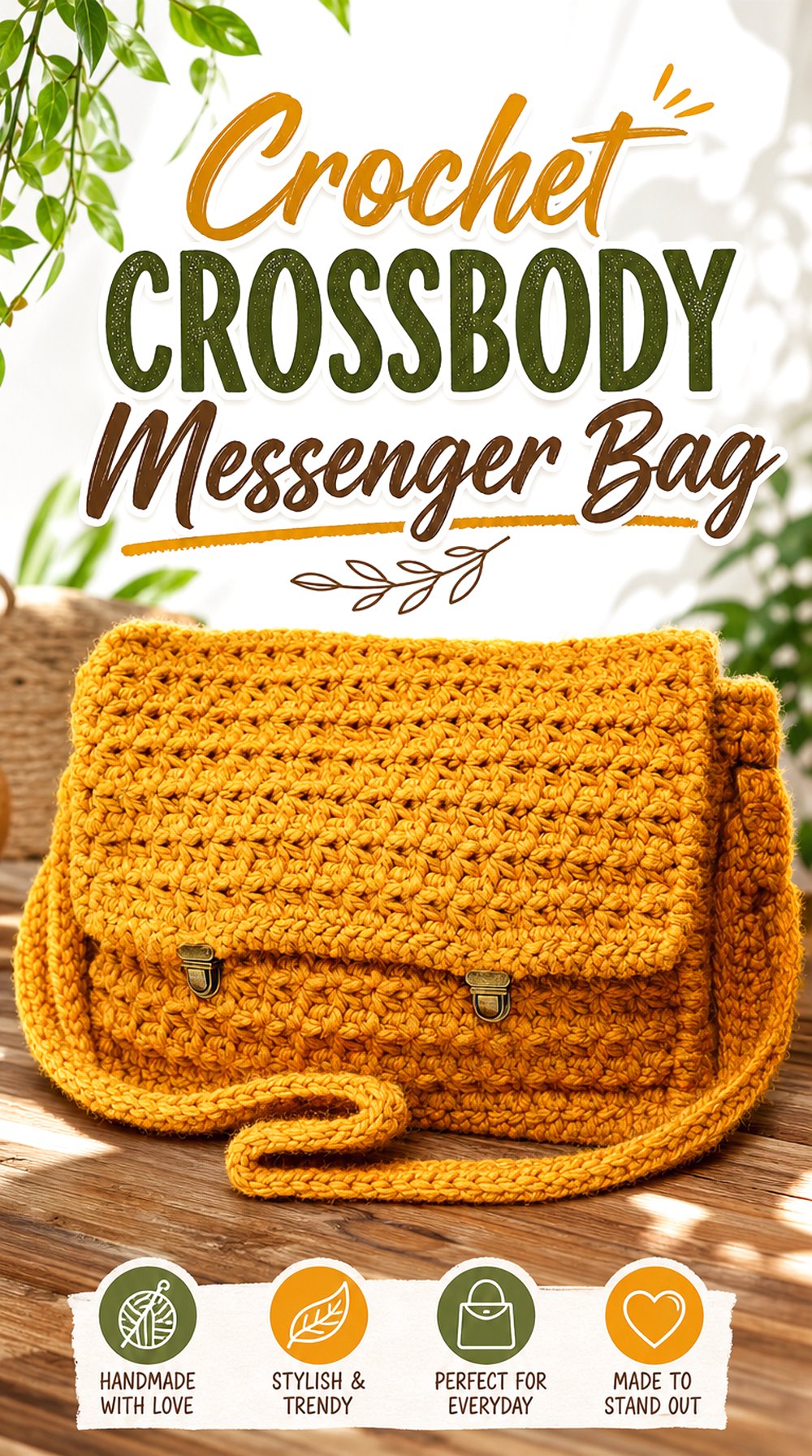 Crochet Crossbody Messenger Bag