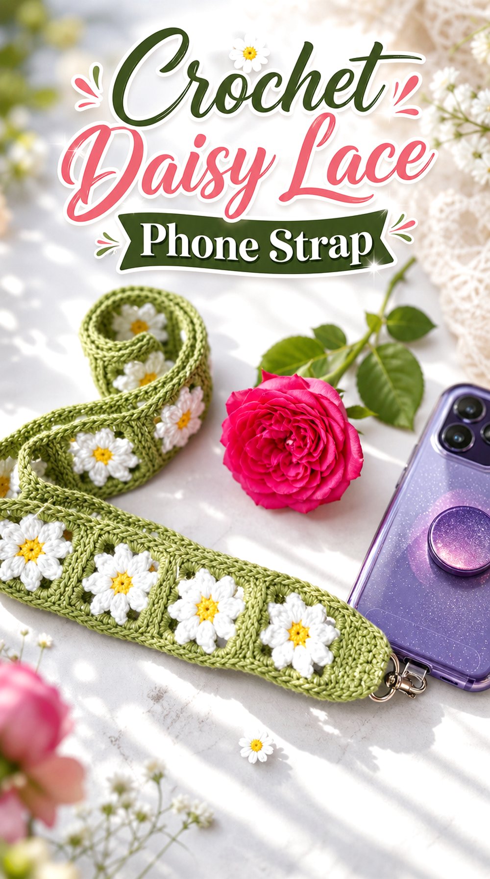 Crochet Daisy Lace Phone Strap