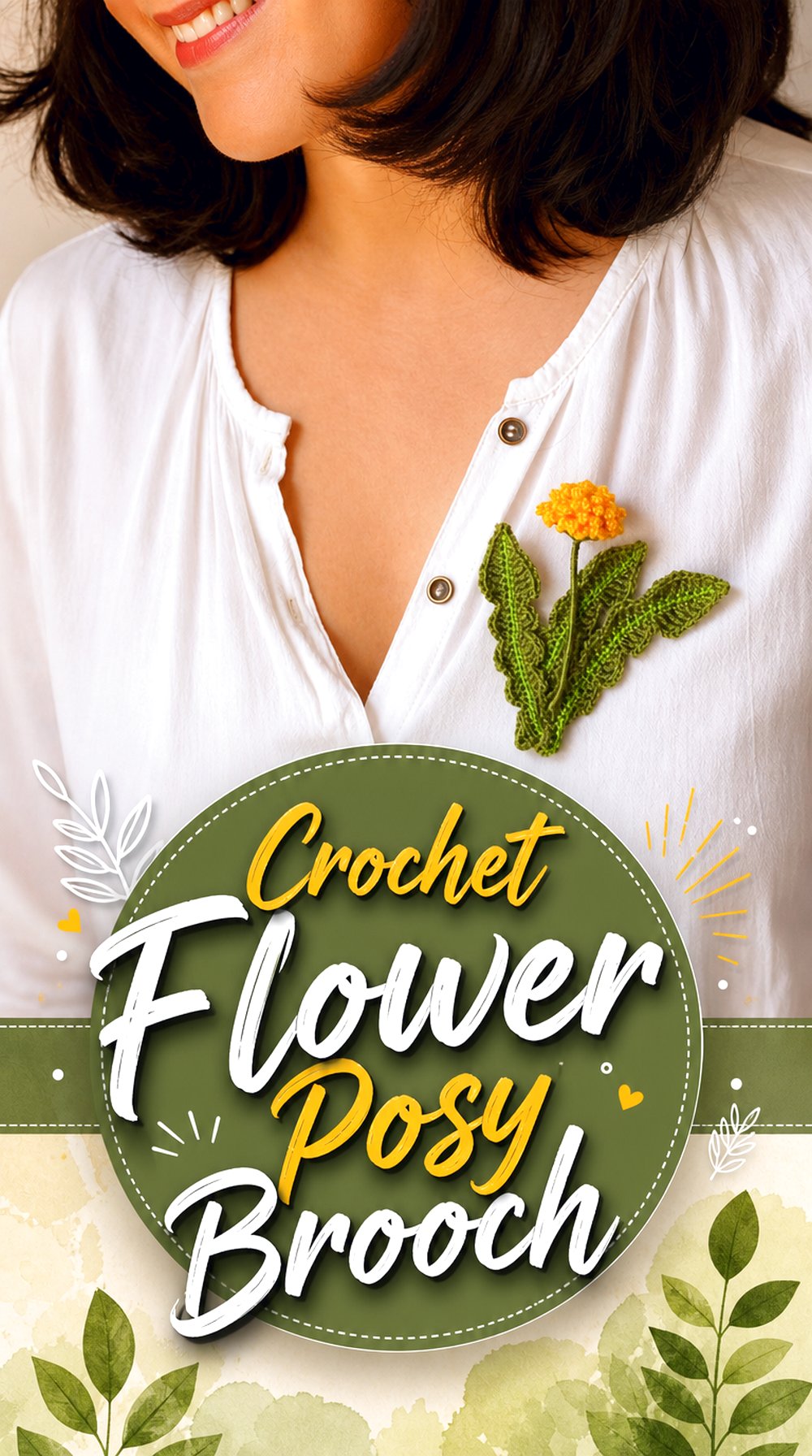 Crochet Flower Posy Brooch