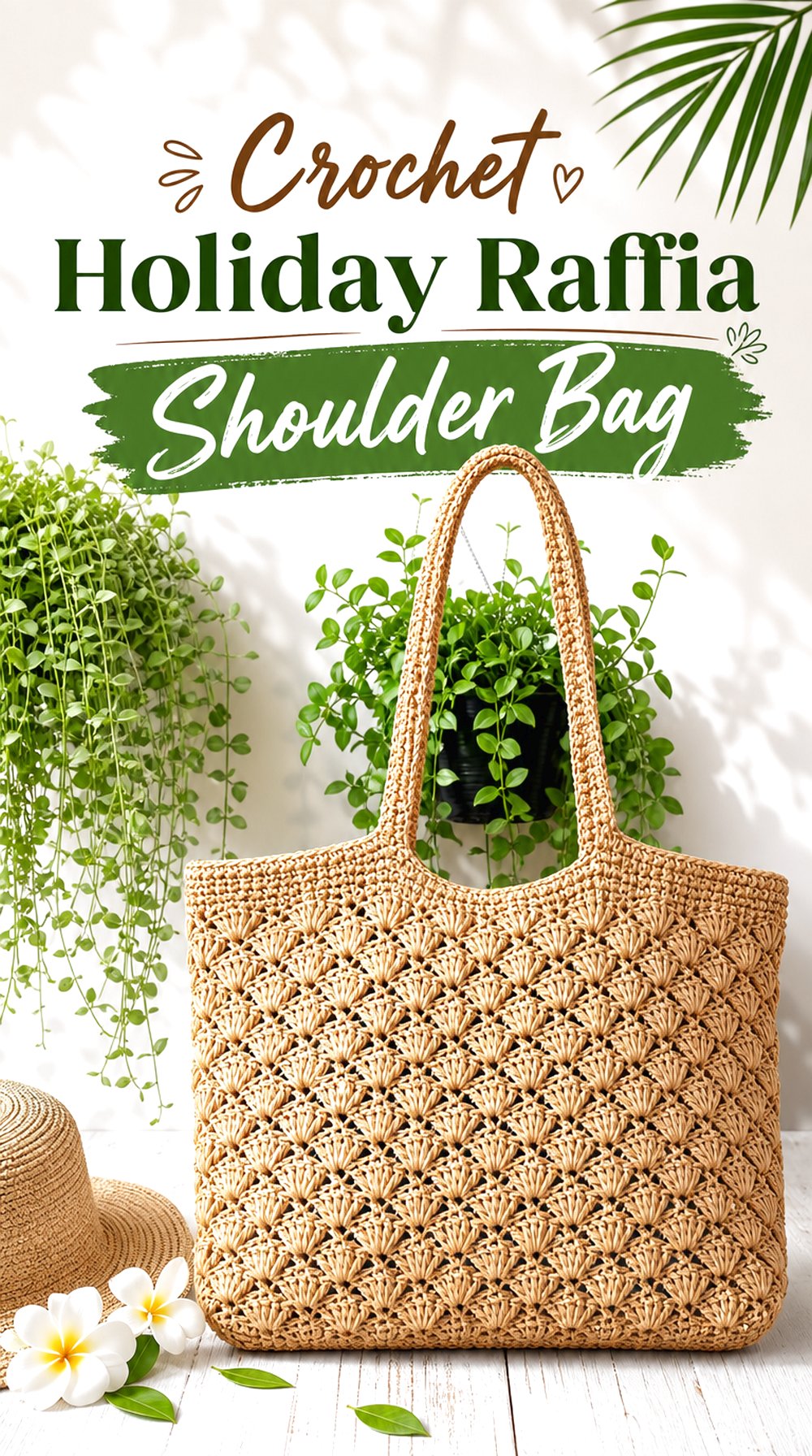 Crochet Holiday Raffia Shoulder Bag