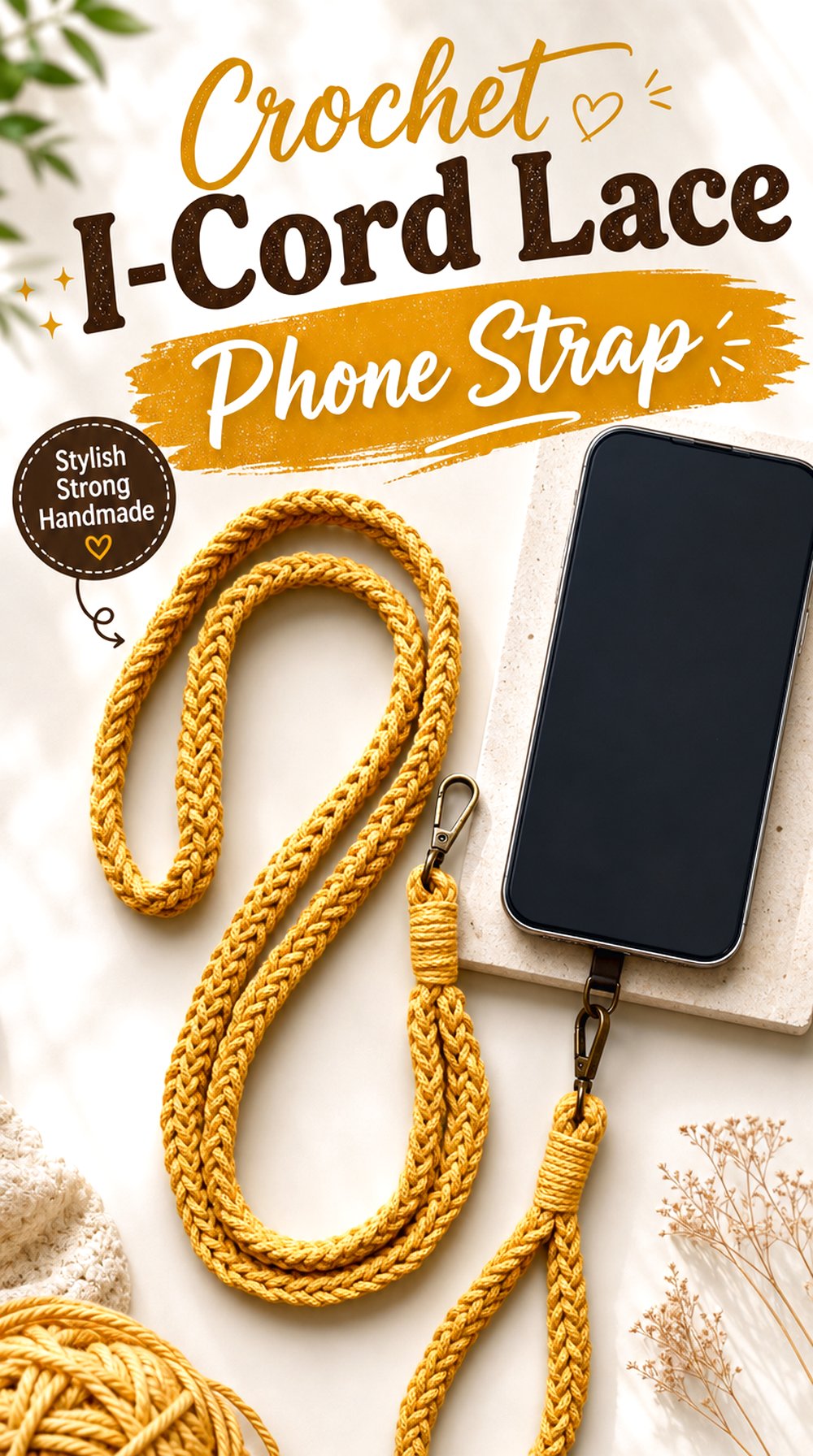 Crochet I-Cord Lace Phone Strap