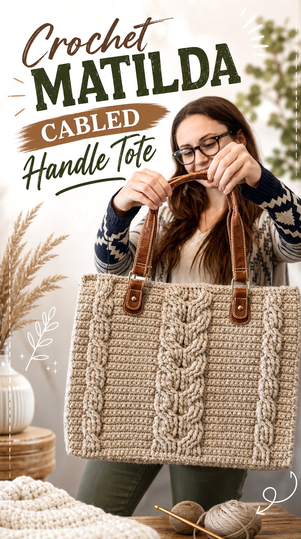 Crochet Matilda Cabled Handle Tote