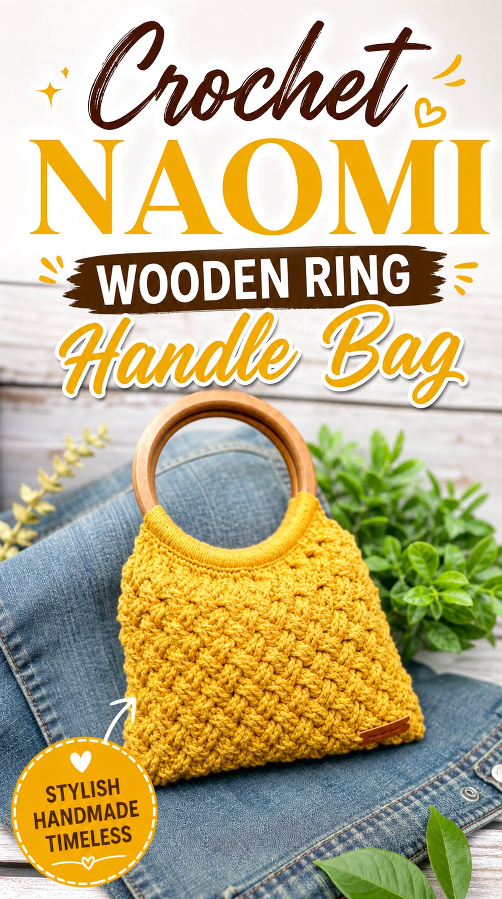 Crochet Naomi Wooden Ring Handle Bag